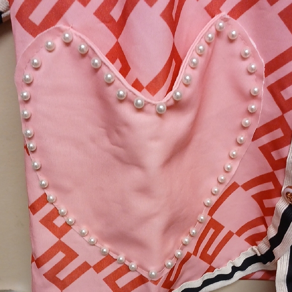 Pink and Red Patterned Button-Up Top - Picture 5 of 6